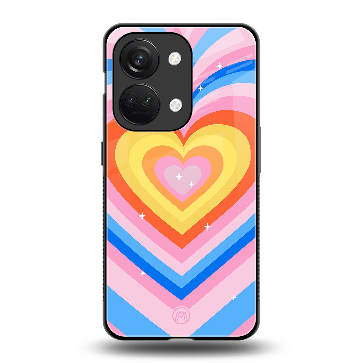 y2k rainbow hearts back phone cover | glass case for oneplus nord 3