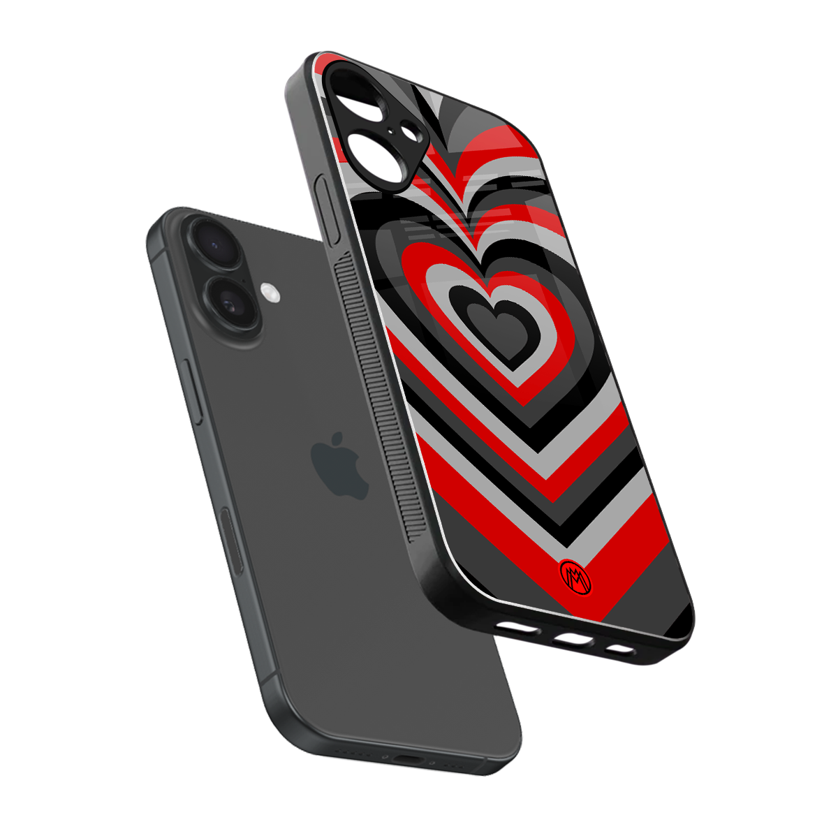y2k red hearts lucifer edition back phone cover | glass case for iphone 16 plus