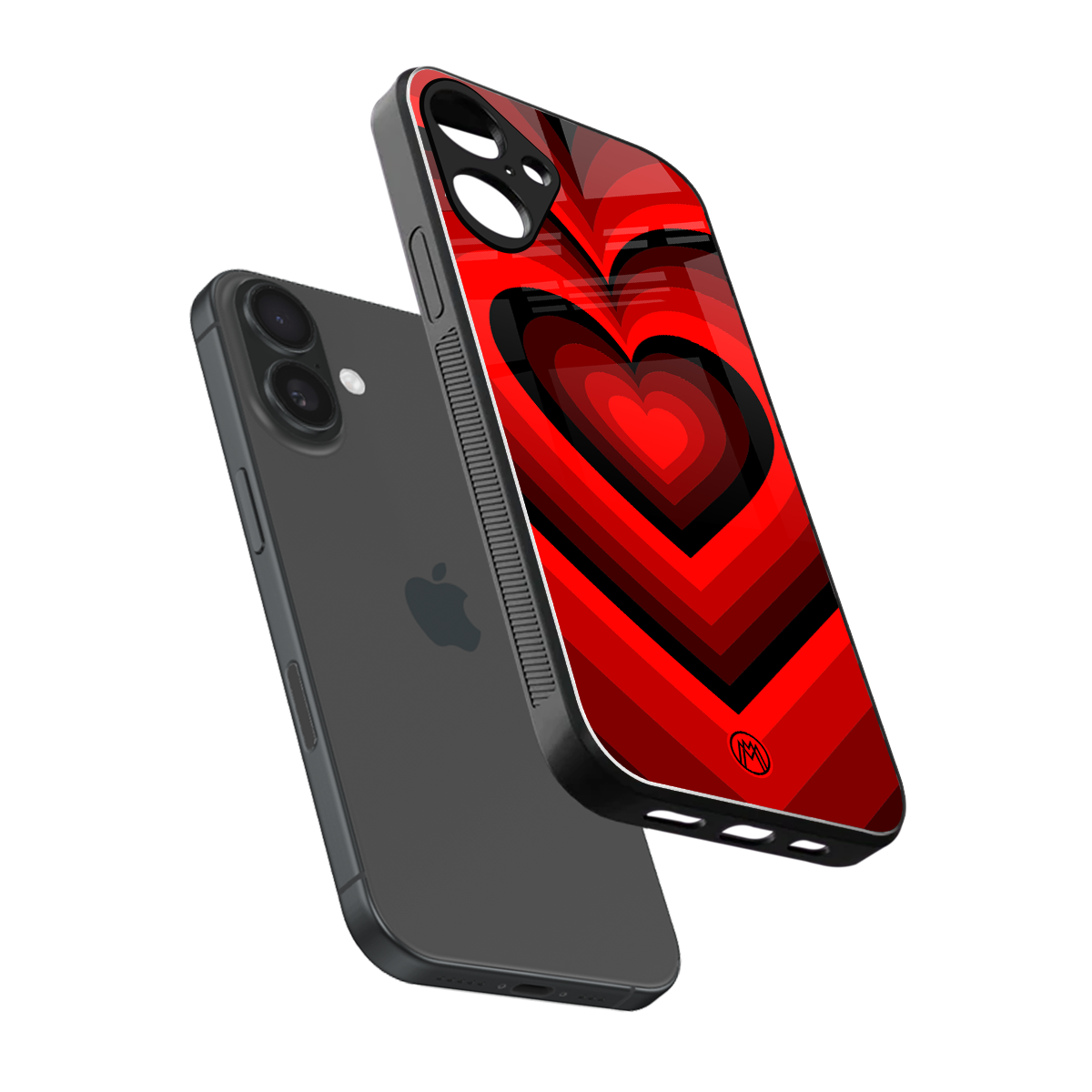 y2k red hearts wine edition back phone cover | glass case for iphone 16 plus