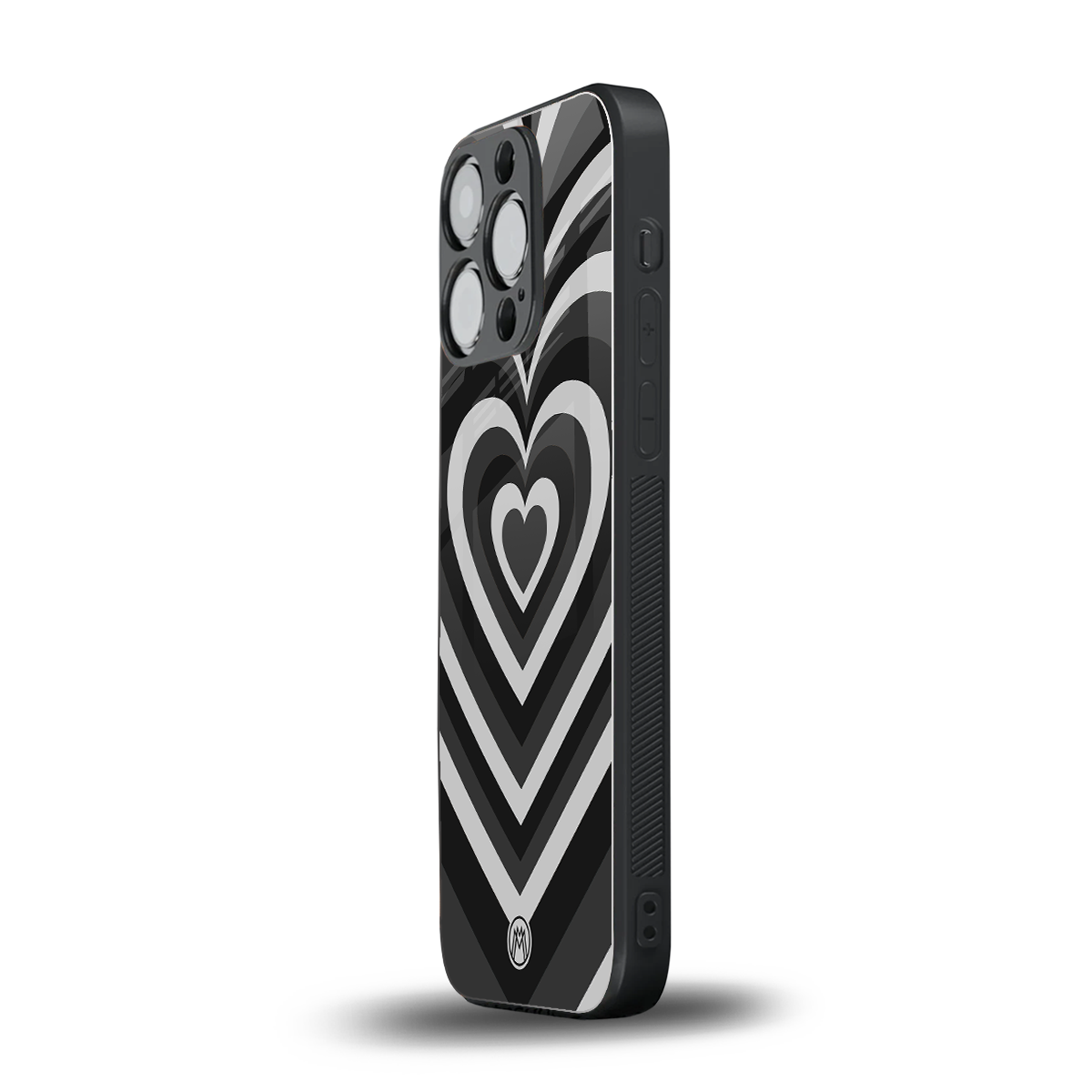 y2k retro black hearts back phone cover | glass case for iphone 14 pro