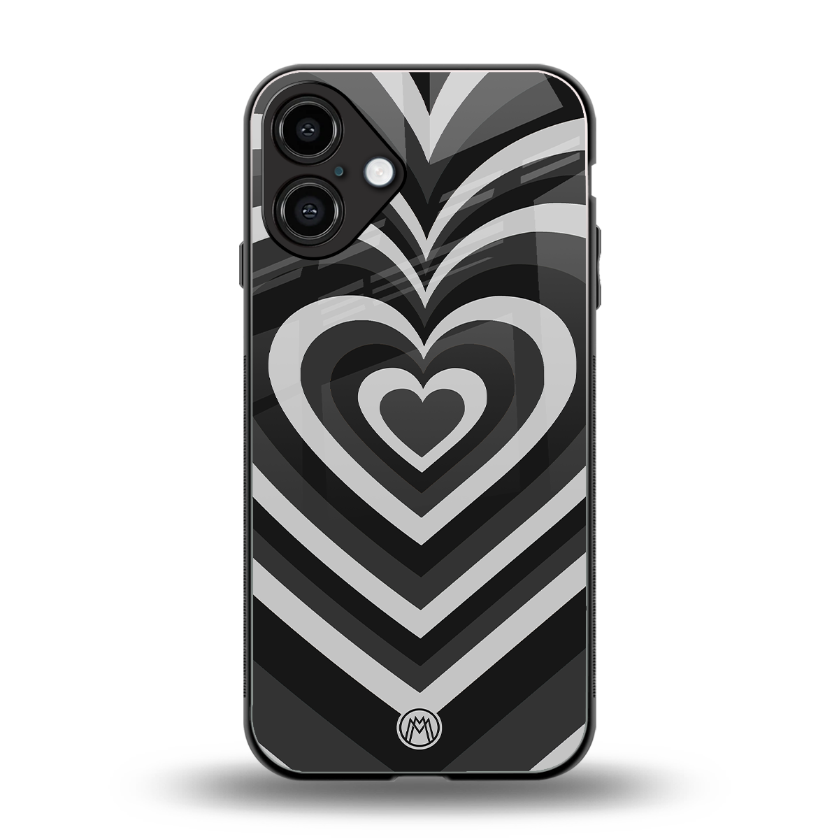 y2k retro black hearts back phone cover | glass case for iphone 16 plus