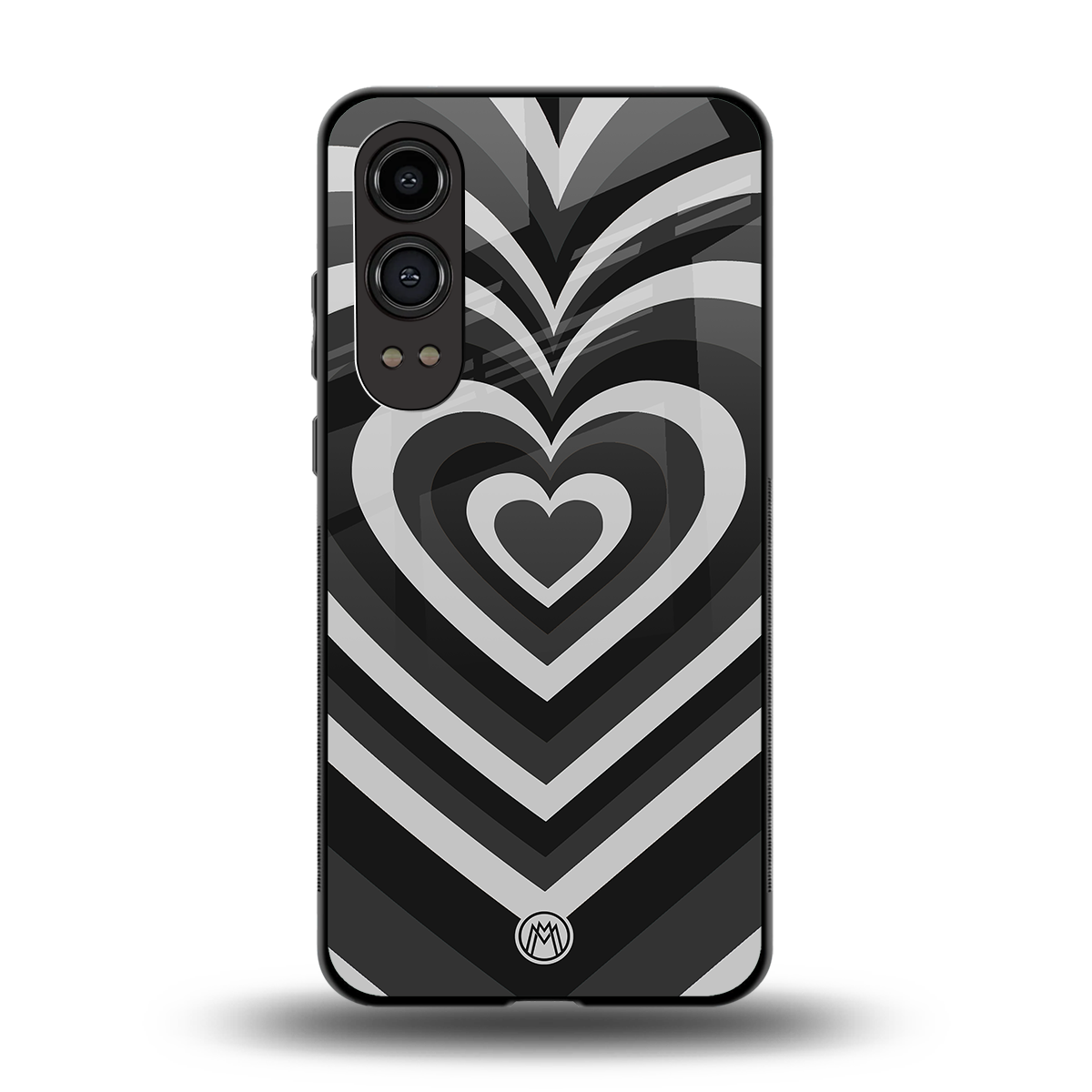 y2k retro black hearts back phone cover | glass case for oneplus nord ce 4 lite