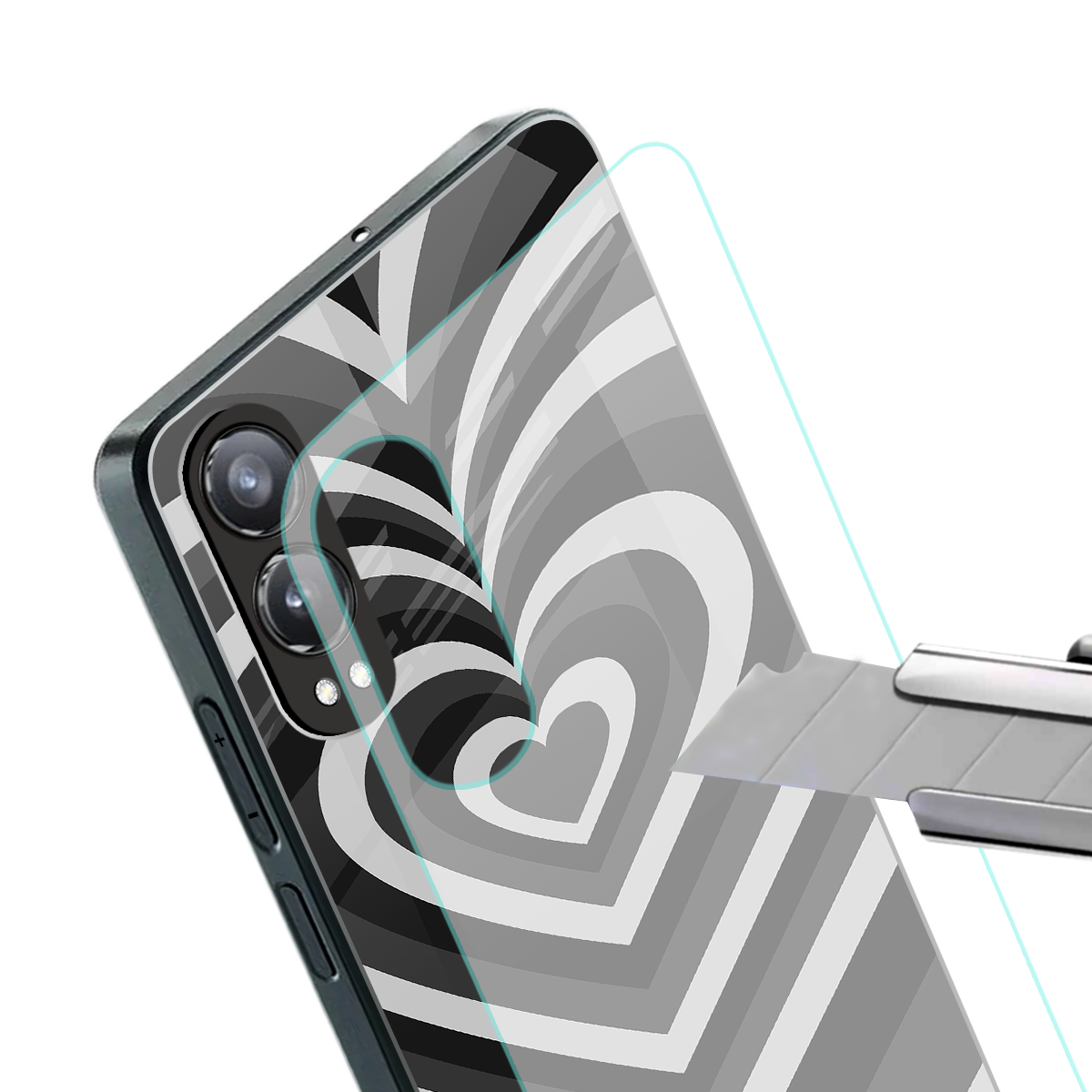 y2k retro black hearts back phone cover | glass case for oneplus nord ce 4 lite