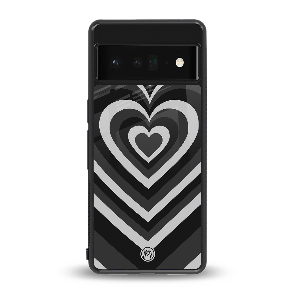 y2k retro black hearts back phone cover | glass case for google pixel 6 pro