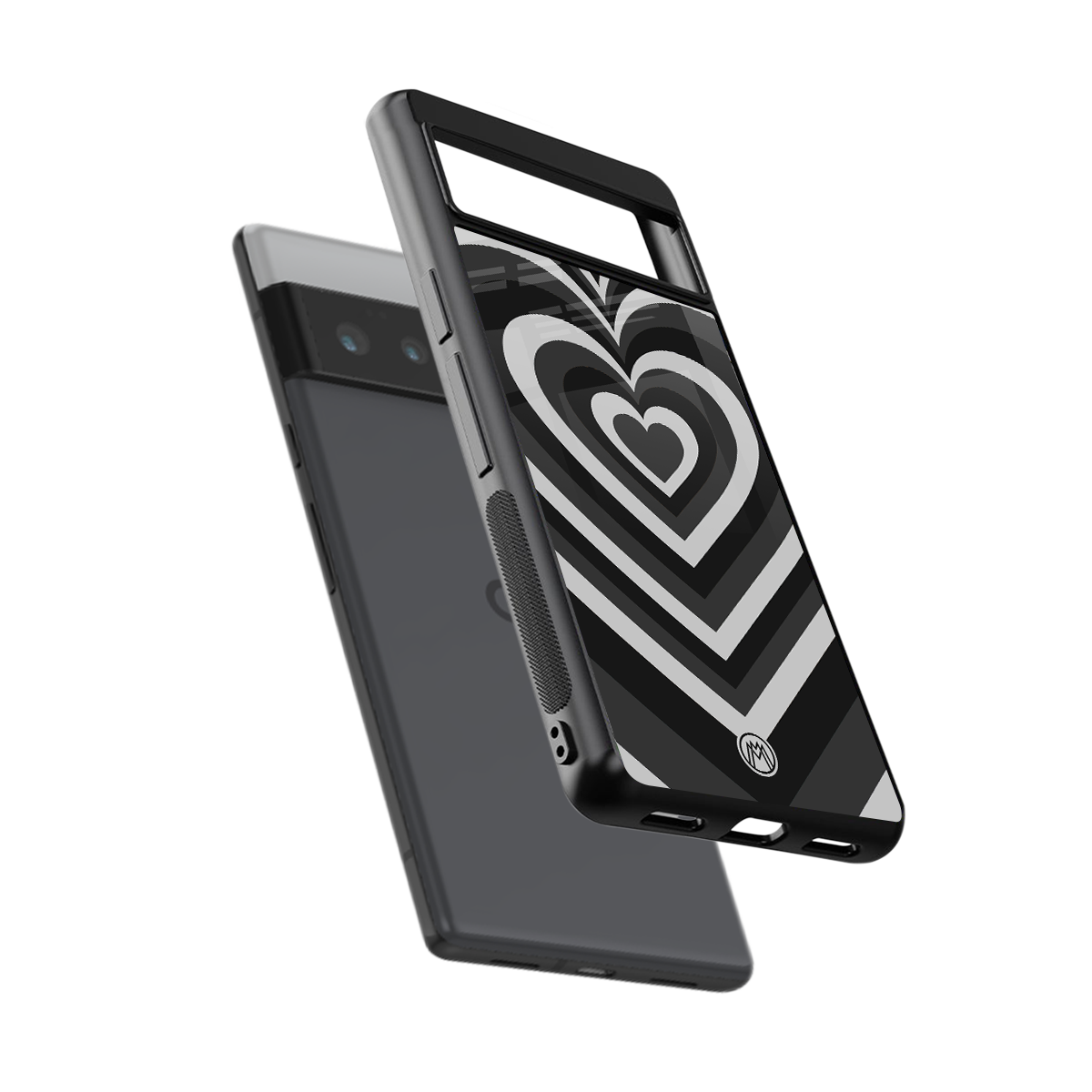 y2k retro black hearts back phone cover | glass case for google pixel 6 pro