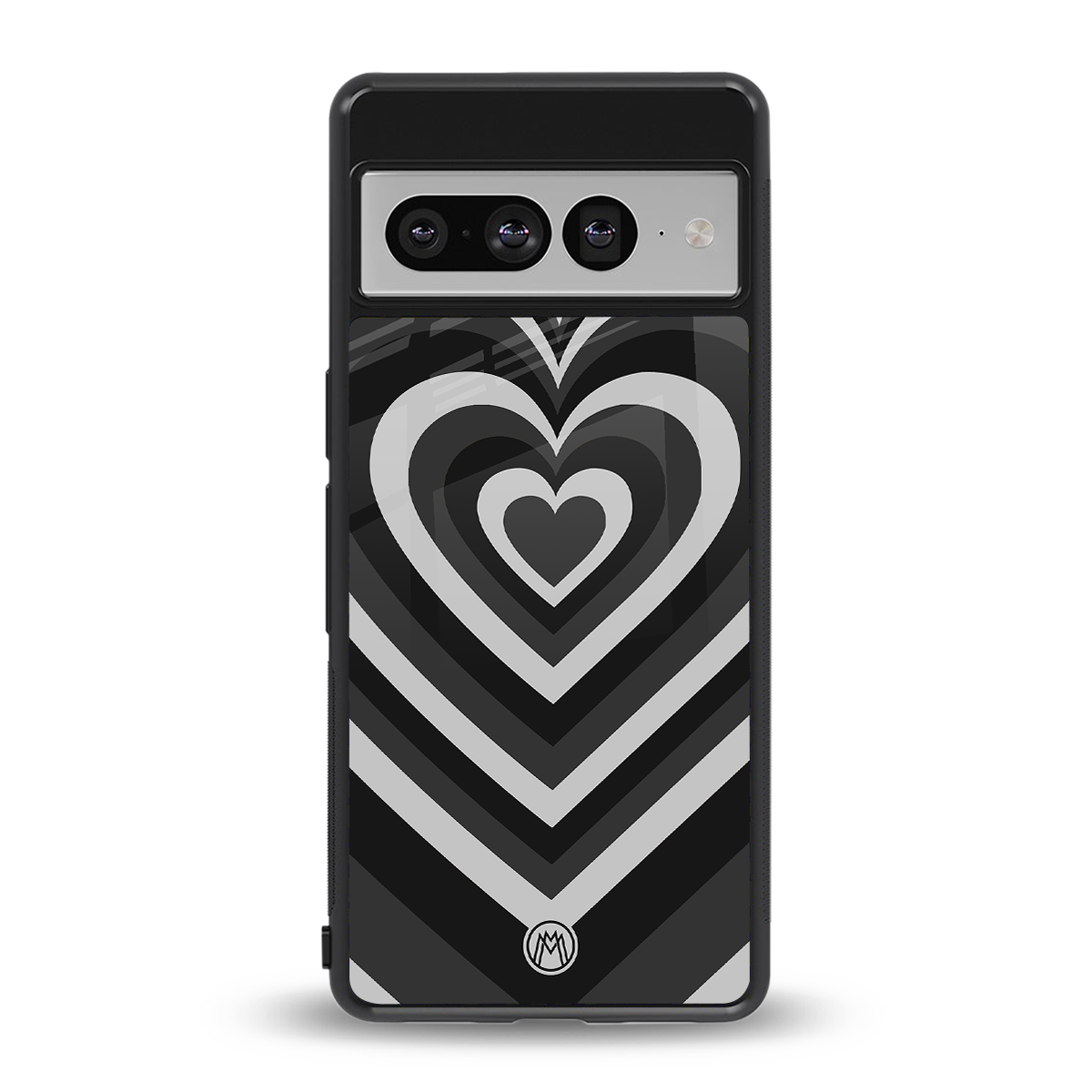 y2k retro black hearts back phone cover | glass case for google pixel 7 pro