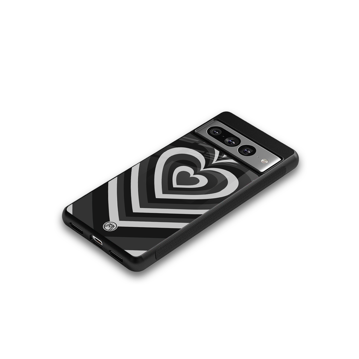 y2k retro black hearts back phone cover | glass case for google pixel 7 pro