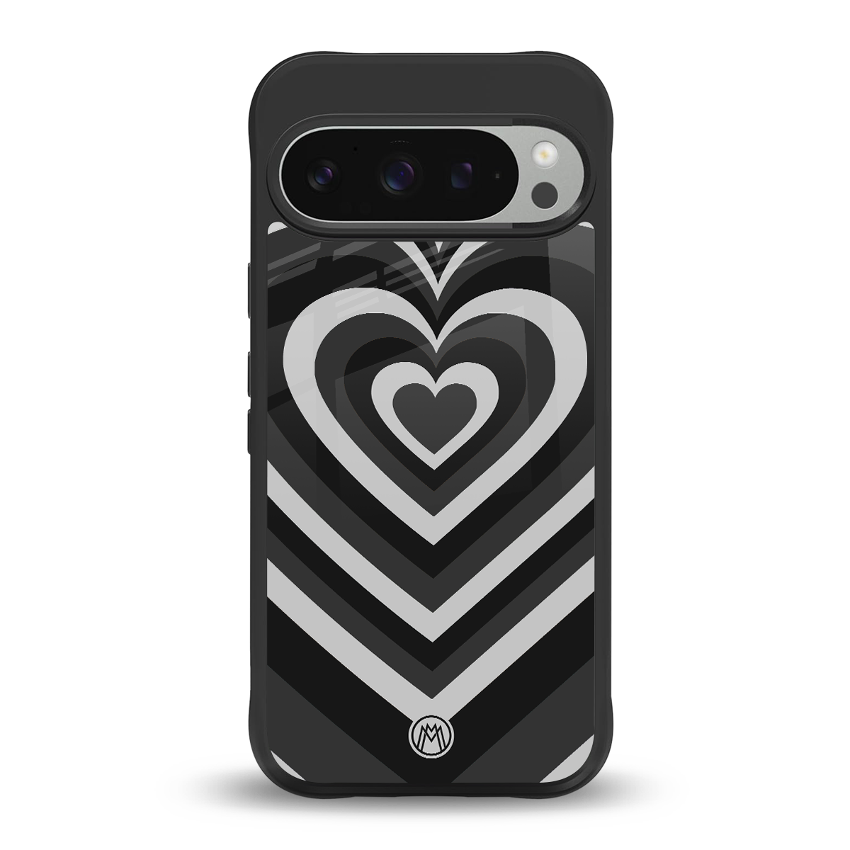 y2k retro black hearts back phone cover | glass case for google pixel 9 pro xl