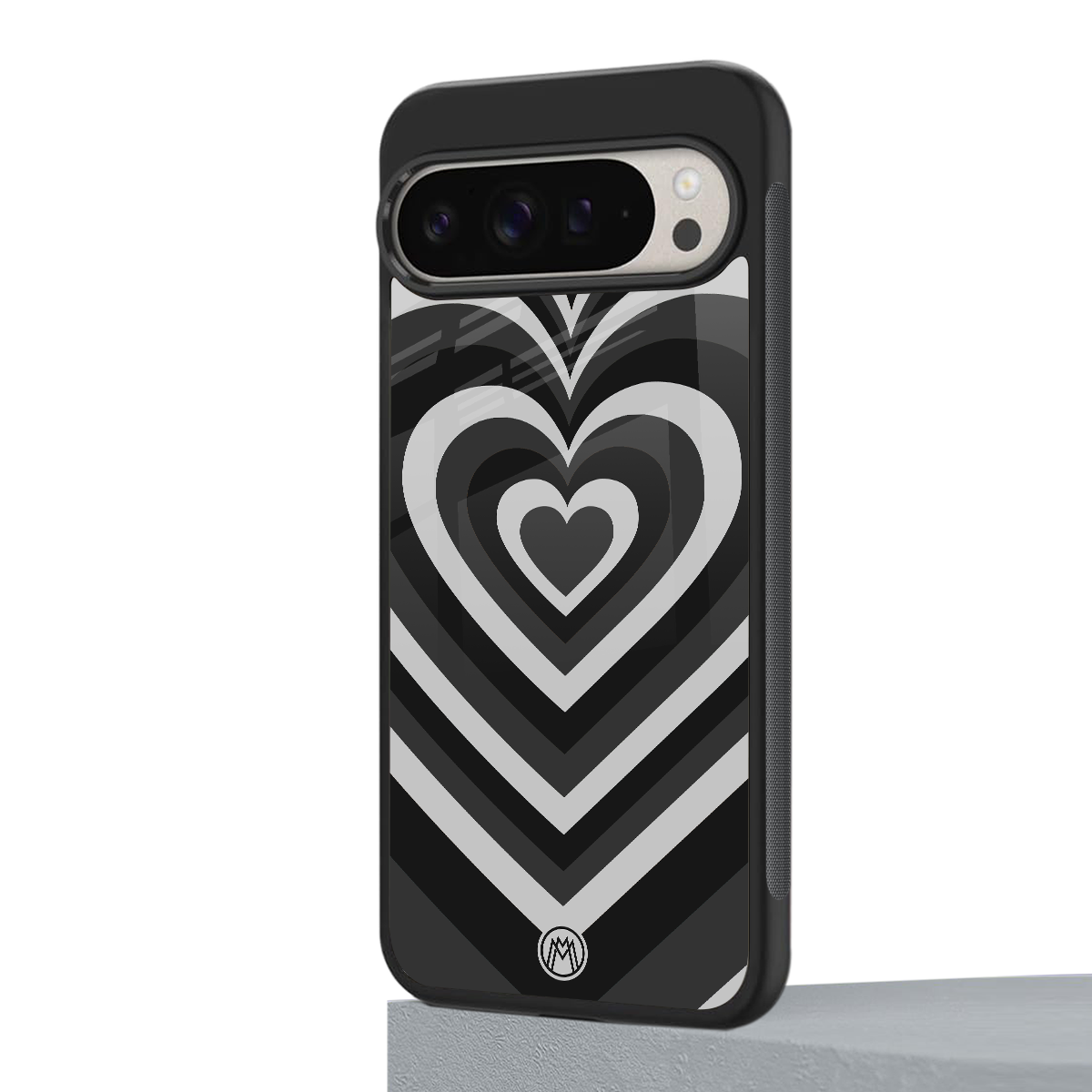 y2k retro black hearts back phone cover | glass case for google pixel 9 pro xl