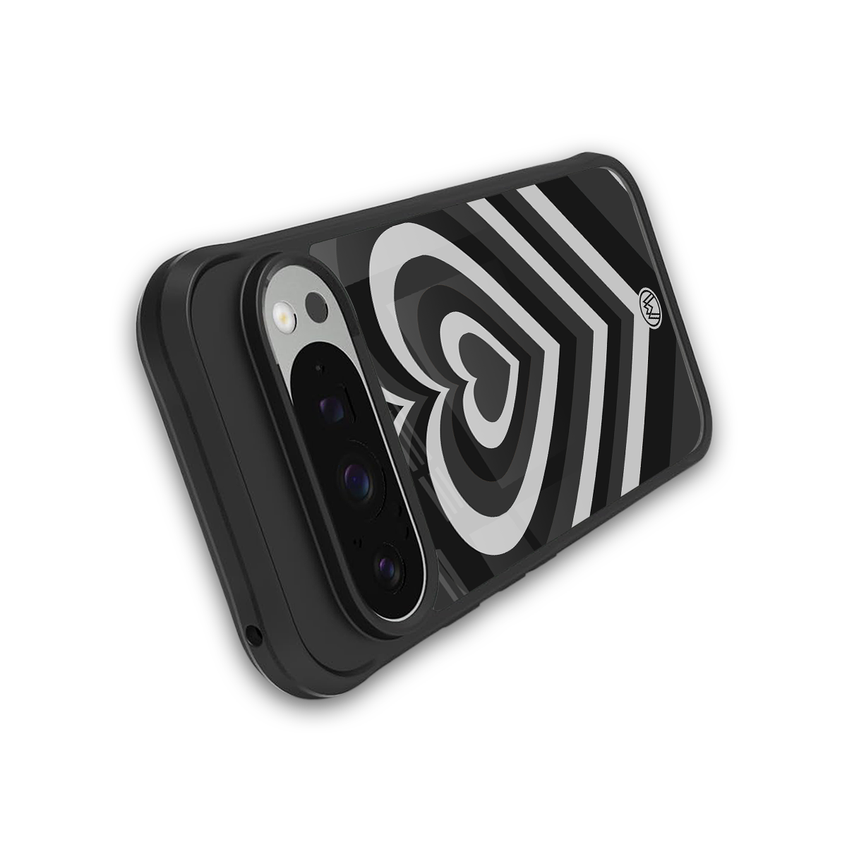 y2k retro black hearts back phone cover | glass case for google pixel 9 pro xl
