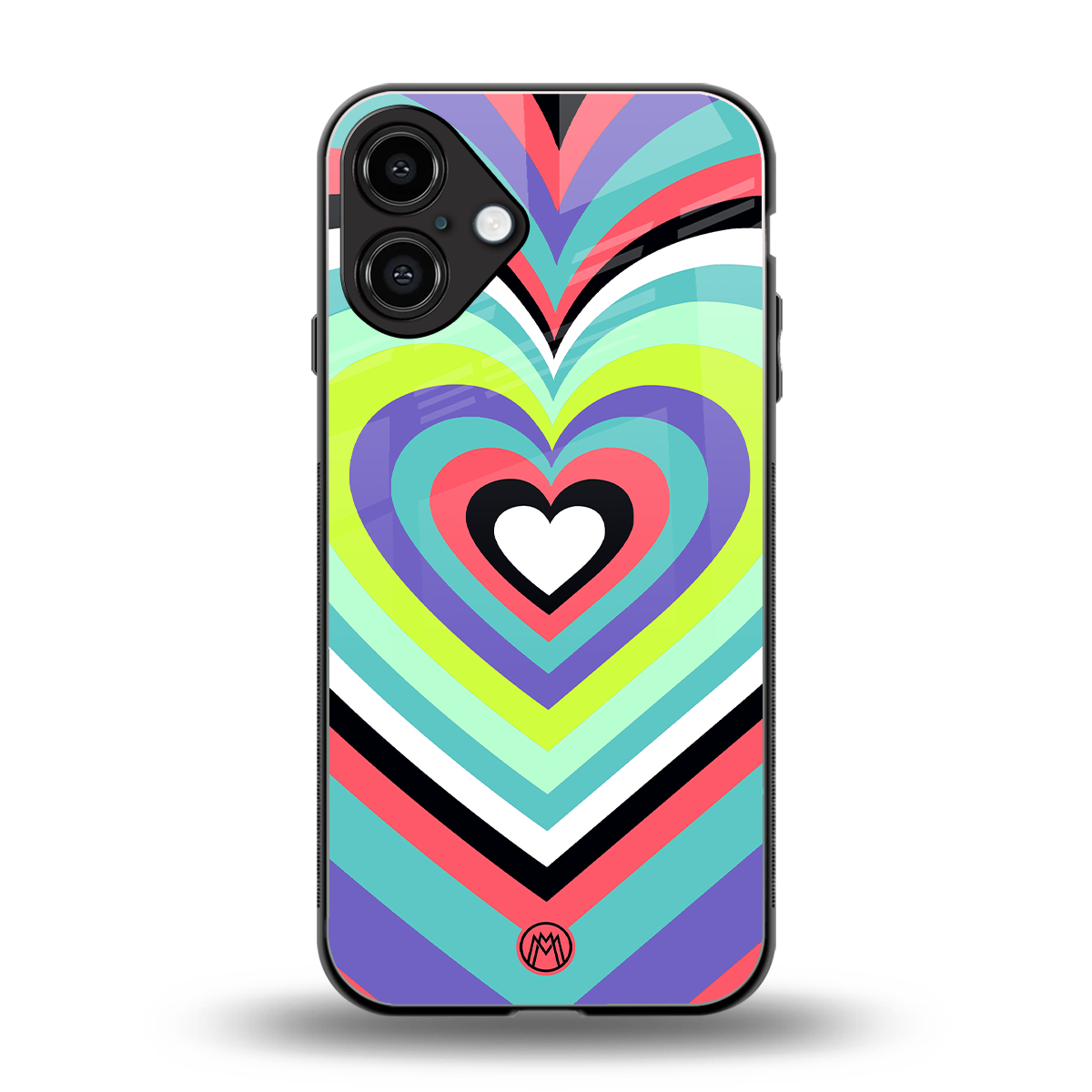 y2k sweet fusion pink hearts back phone cover | glass case for iphone 16 plus