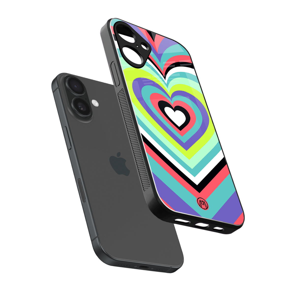 y2k sweet fusion pink hearts back phone cover | glass case for iphone 16 plus