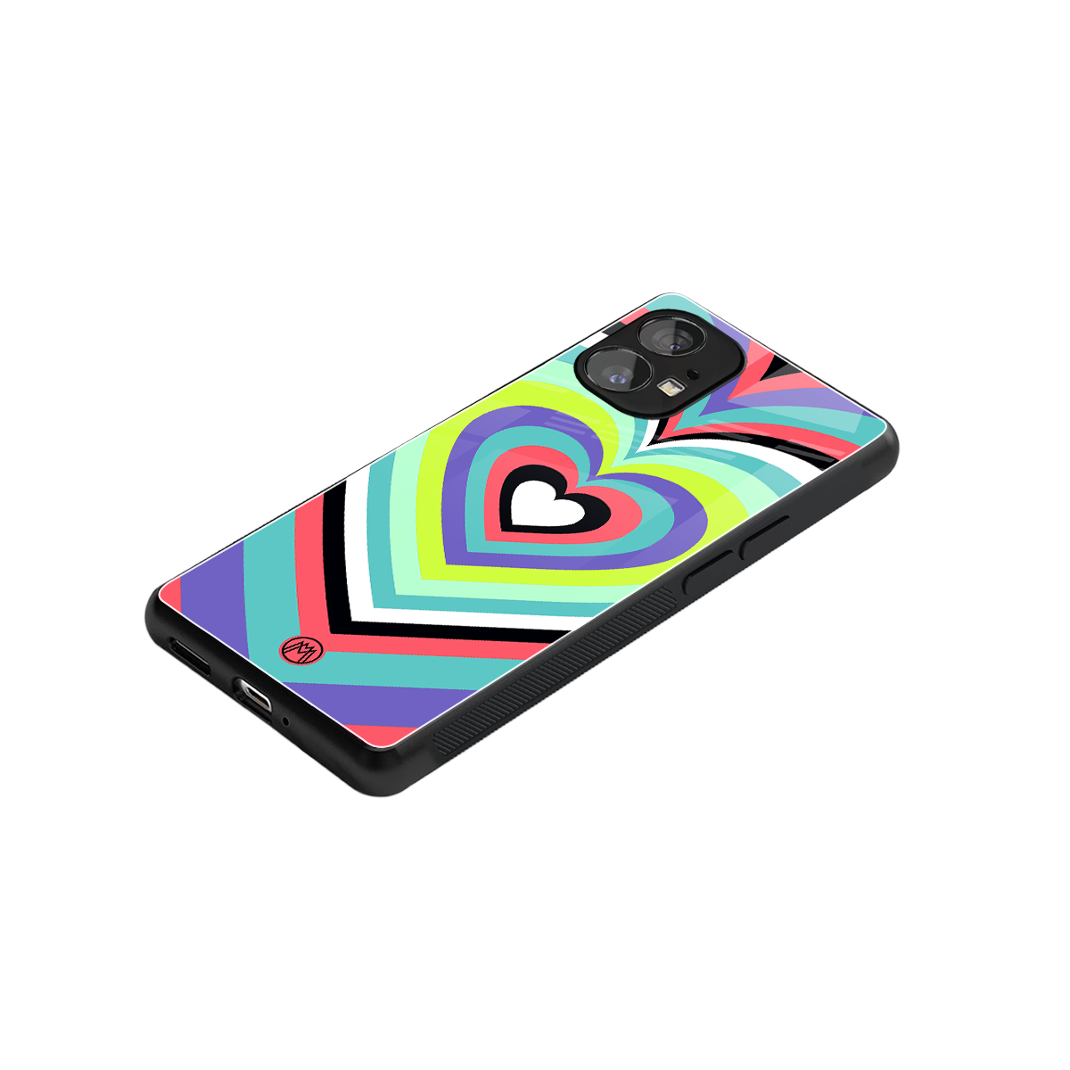 y2k sweet fusion pink hearts back phone cover | glass case for nothing phone 1
