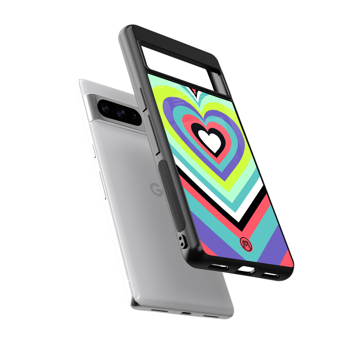 y2k sweet fusion pink hearts back phone cover | glass case for google pixel 8 pro