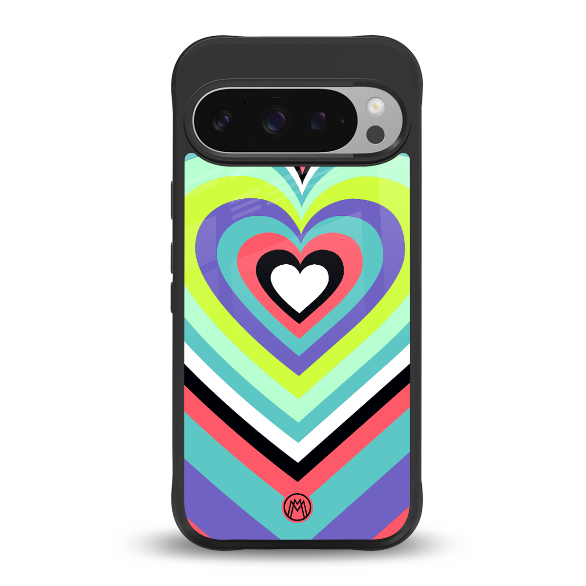 y2k sweet fusion pink hearts back phone cover | glass case for google pixel 9 pro