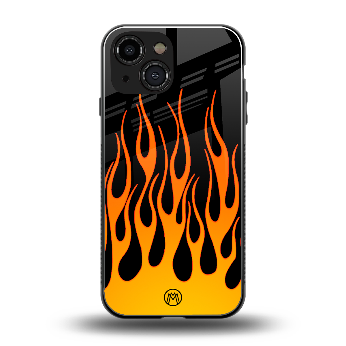 y2k yellow flames back phone cover | glass case for iphone 13 mini