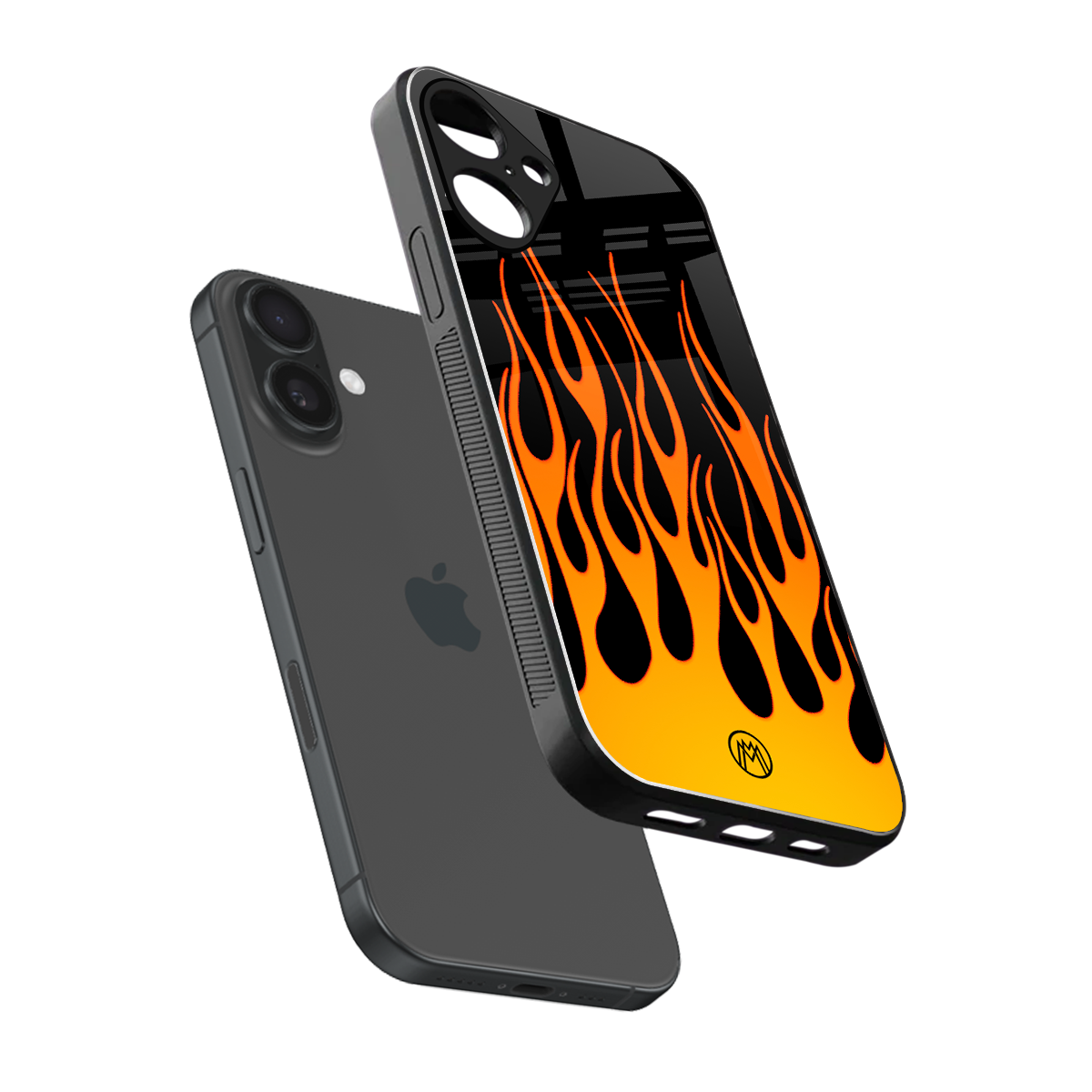 y2k yellow flames back phone cover | glass case for iphone 16 plus