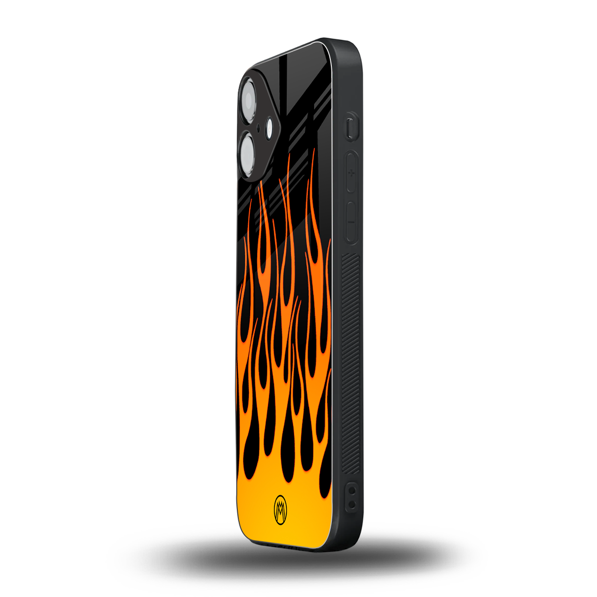 y2k yellow flames back phone cover | glass case for iphone 16 plus