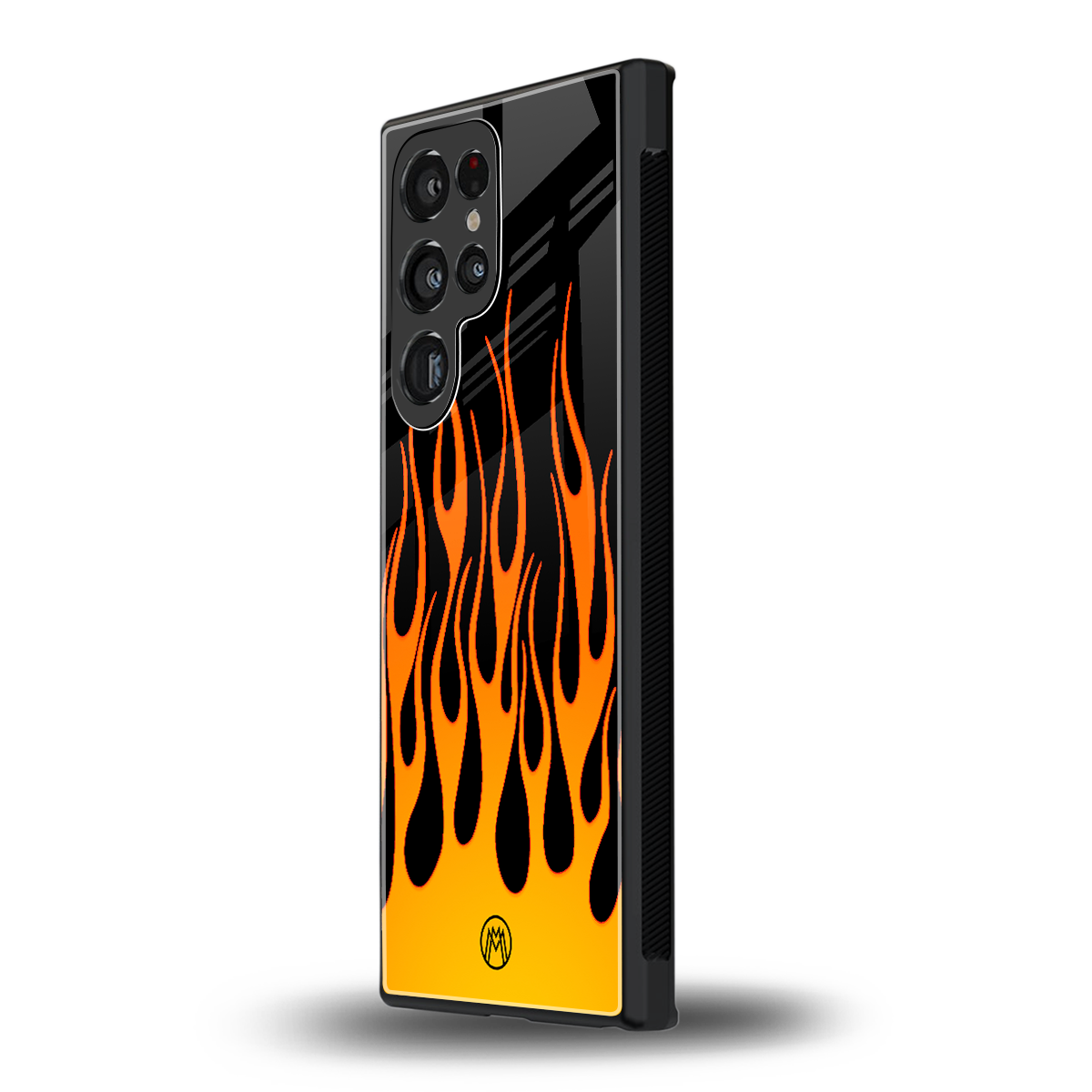 y2k yellow flames back phone cover | glass case for samsung galaxy s24 ultra