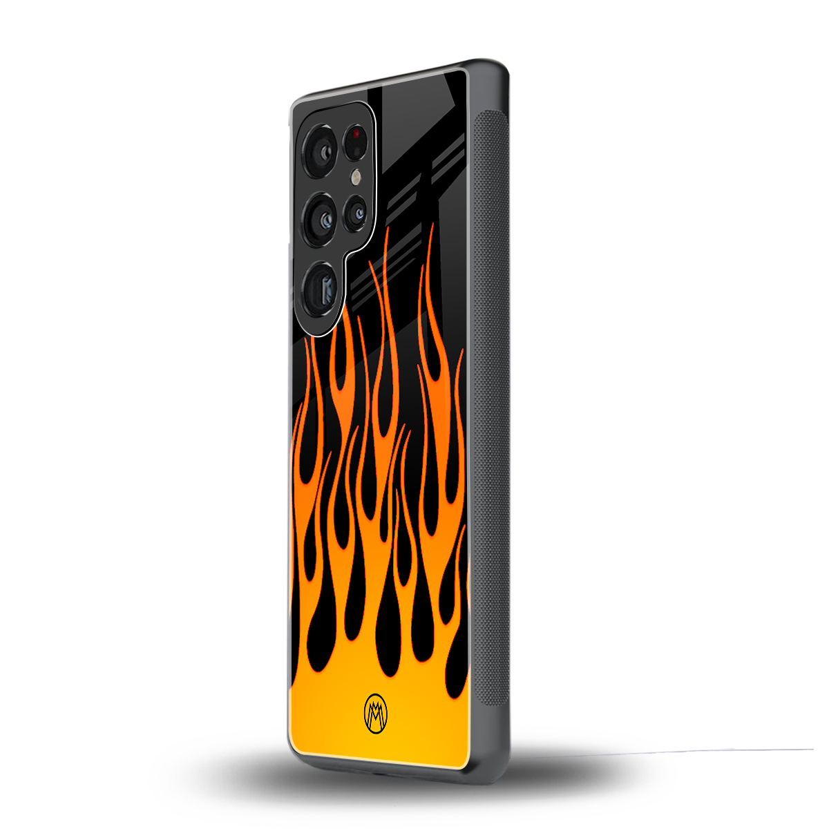 y2k yellow flames back phone cover | glass case for samsung galaxy s25 ultra