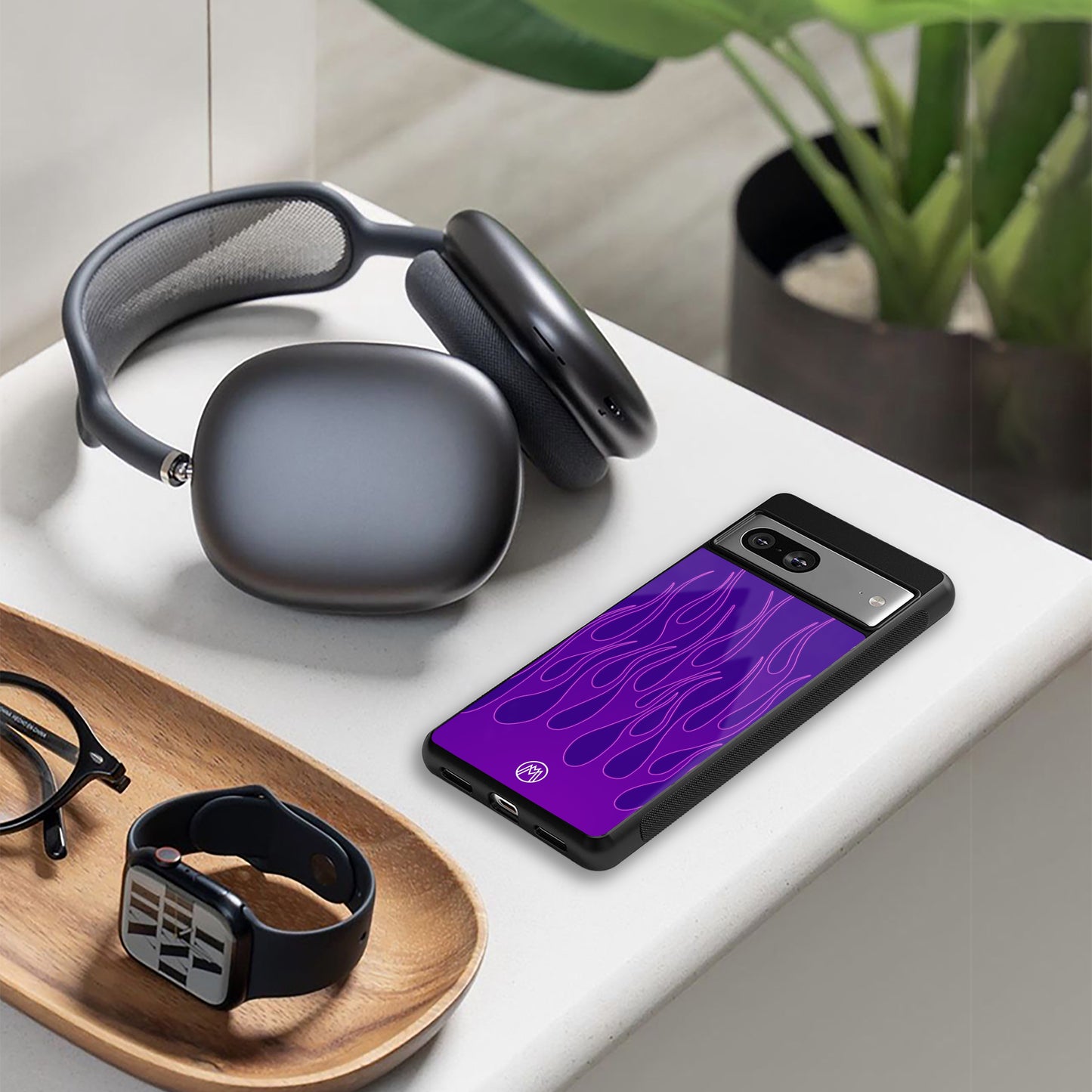 y2k magenta flames back phone cover | glass case for google pixel 9 pro