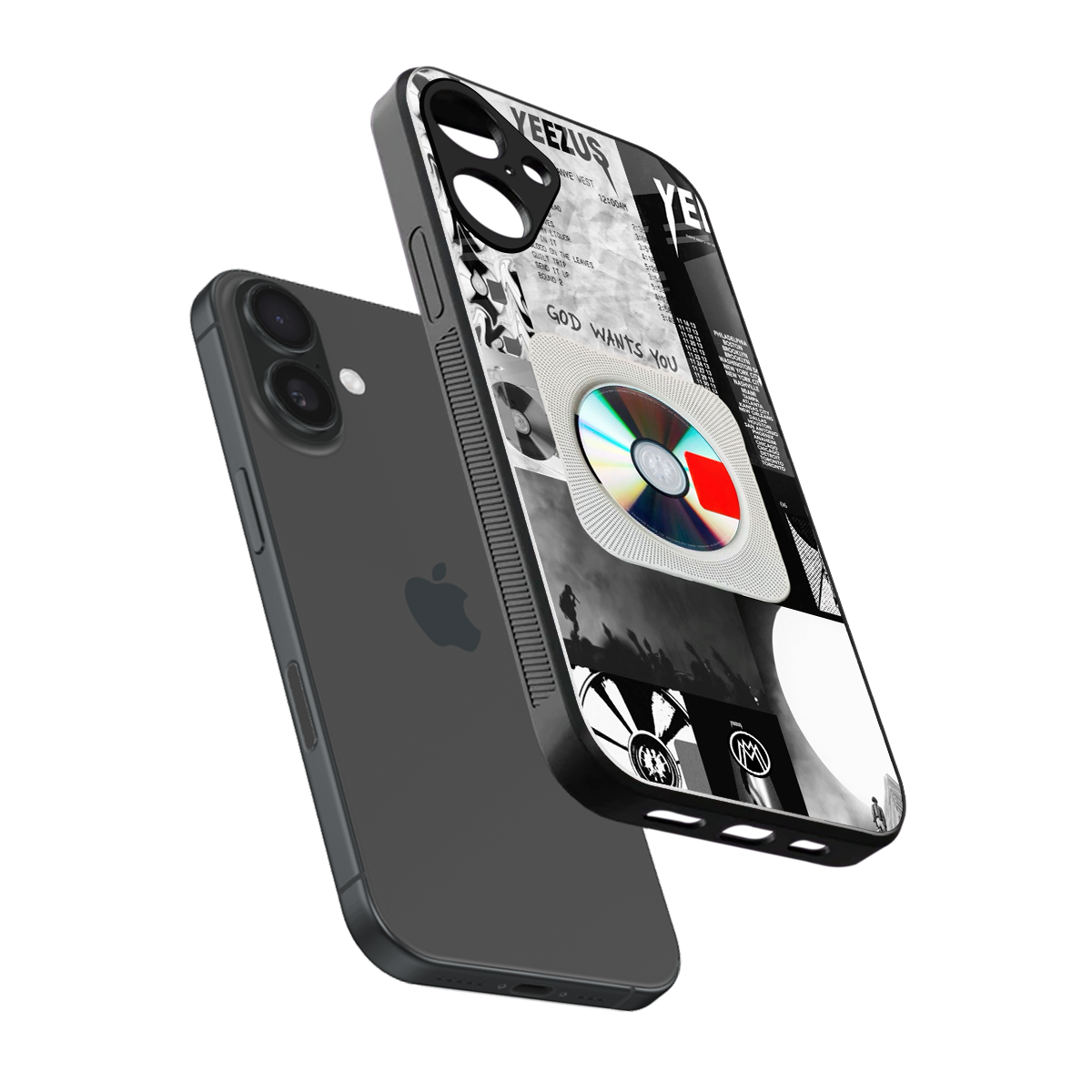 yeezus back phone cover | glass case for iphone 16 plus