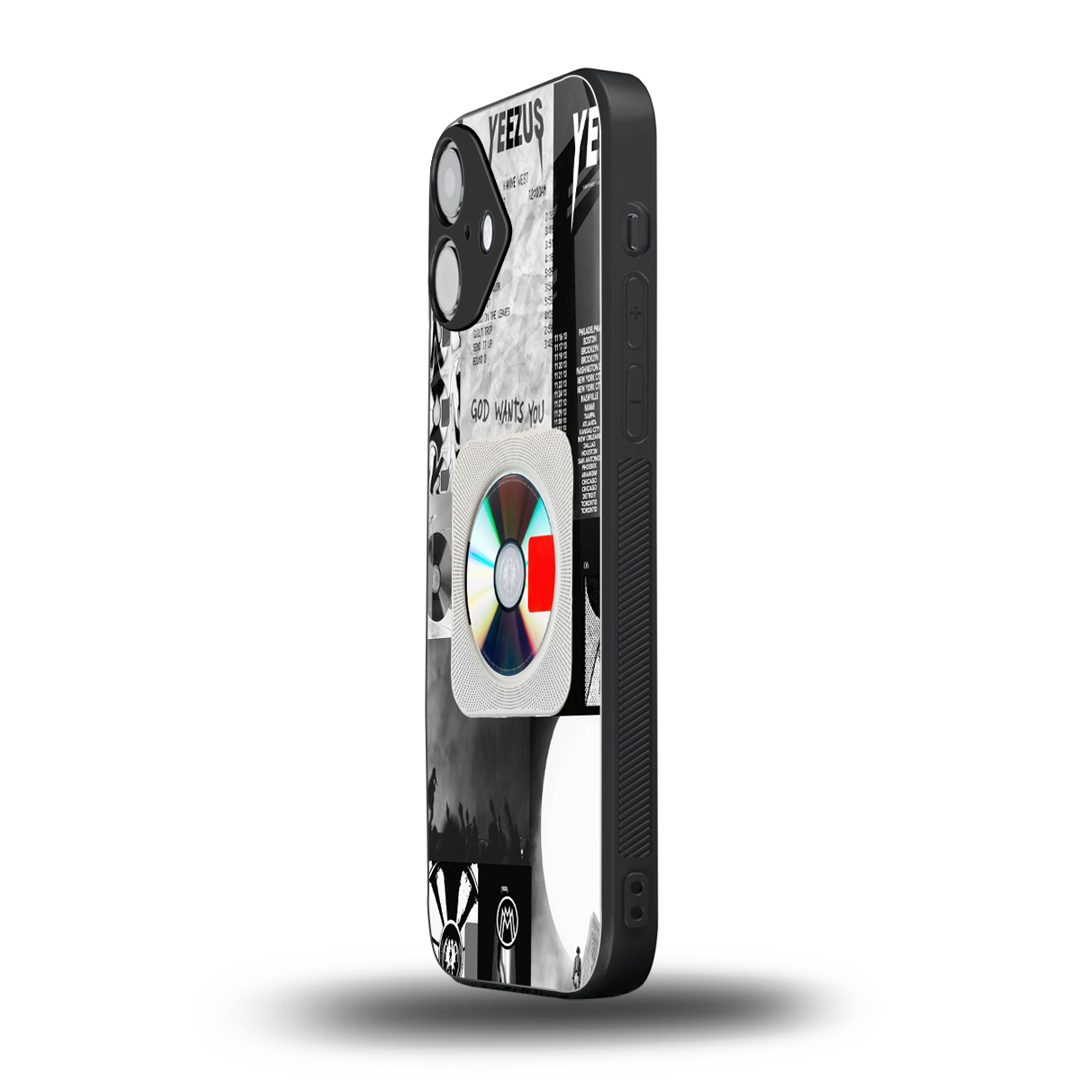 yeezus back phone cover | glass case for iphone 16 plus