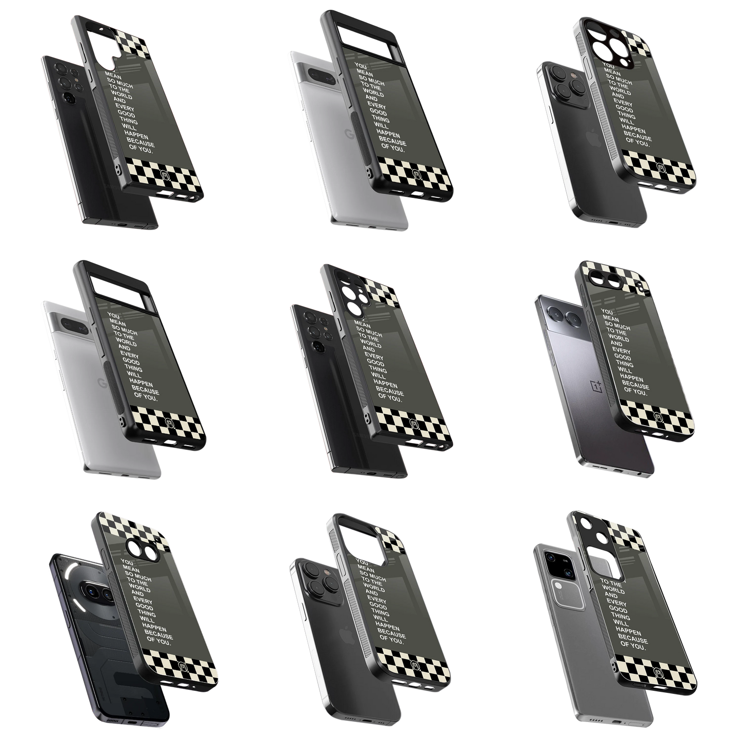 Durable Glass Back Mobile Case for iPhone, Samsung, OnePlus, Google Pixel, Redmi, Vivo, Oppo