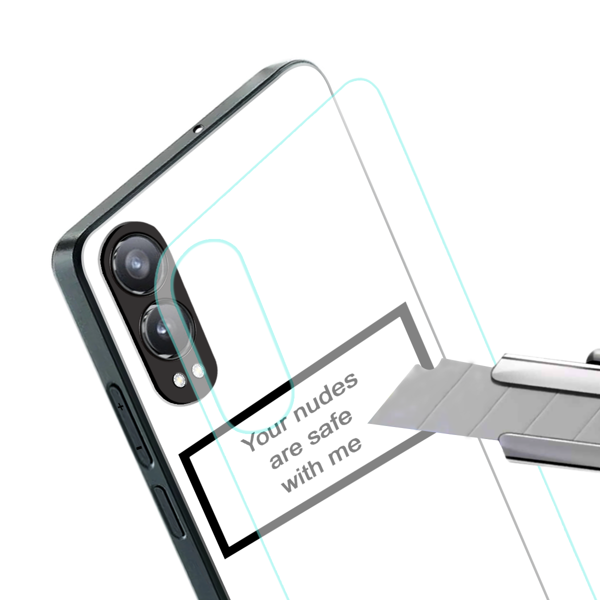 your nudes are safe with me white back phone cover | glass case for oneplus nord ce 4 lite