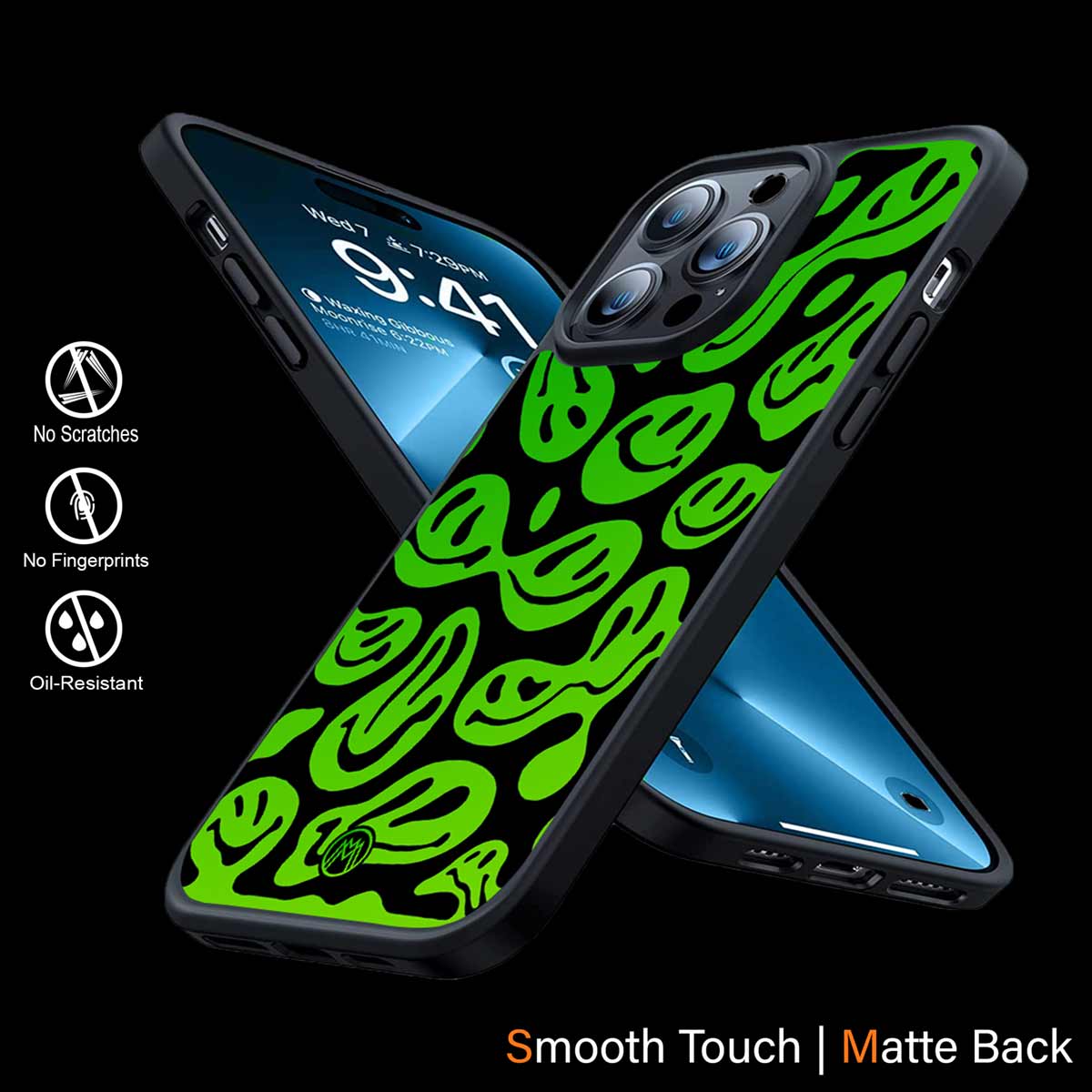 Acid Smiles Neon Green Phone Cover | MagSafe Case