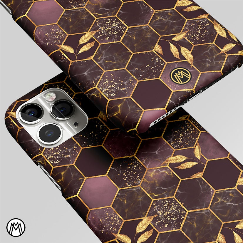 Black Maroon Tile Marble matte Case Phone Cover