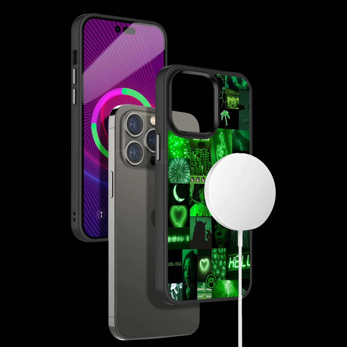 Black Green Aesthetic Collage Phone Cover | MagSafe Case