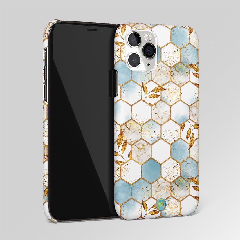 White Marble Tile Art Matte Case Phone Cover