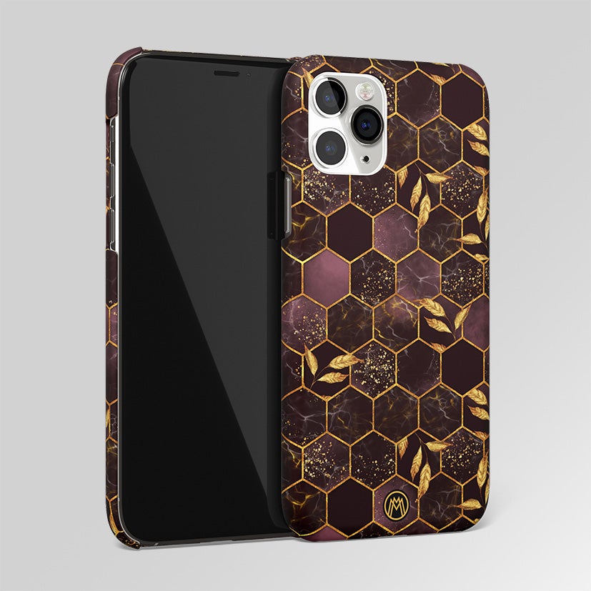 Black Maroon Tile Marble matte Case Phone Cover