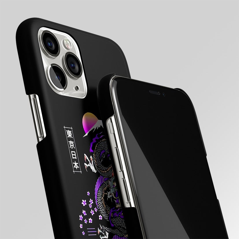 Tokyo Japan Purple Dragon Black Matte Case Phone Cover