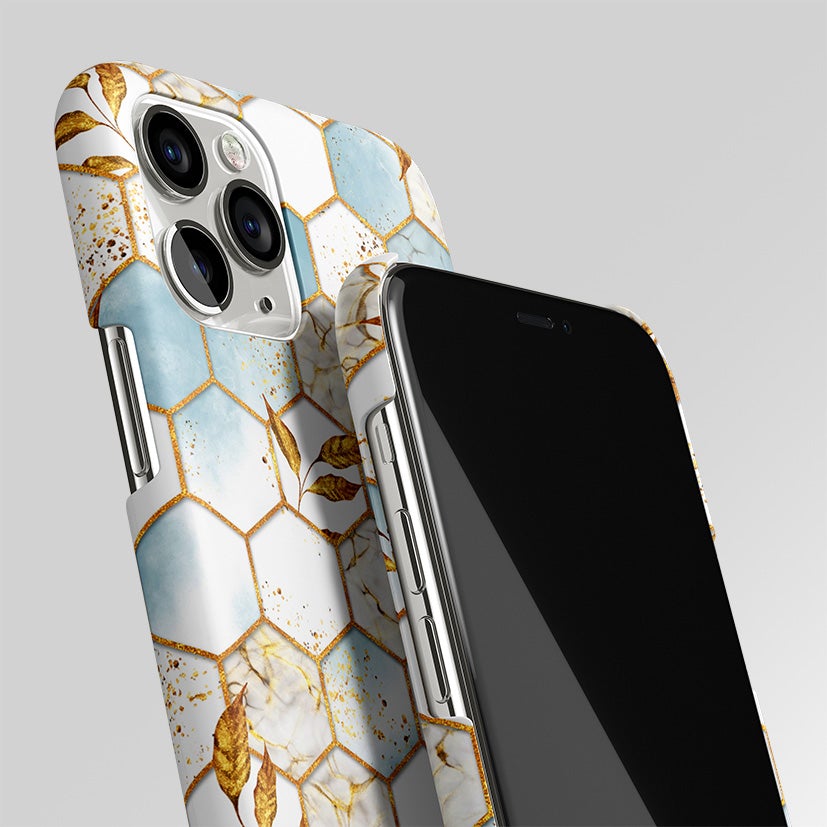 White Marble Tile Art Matte Case Phone Cover