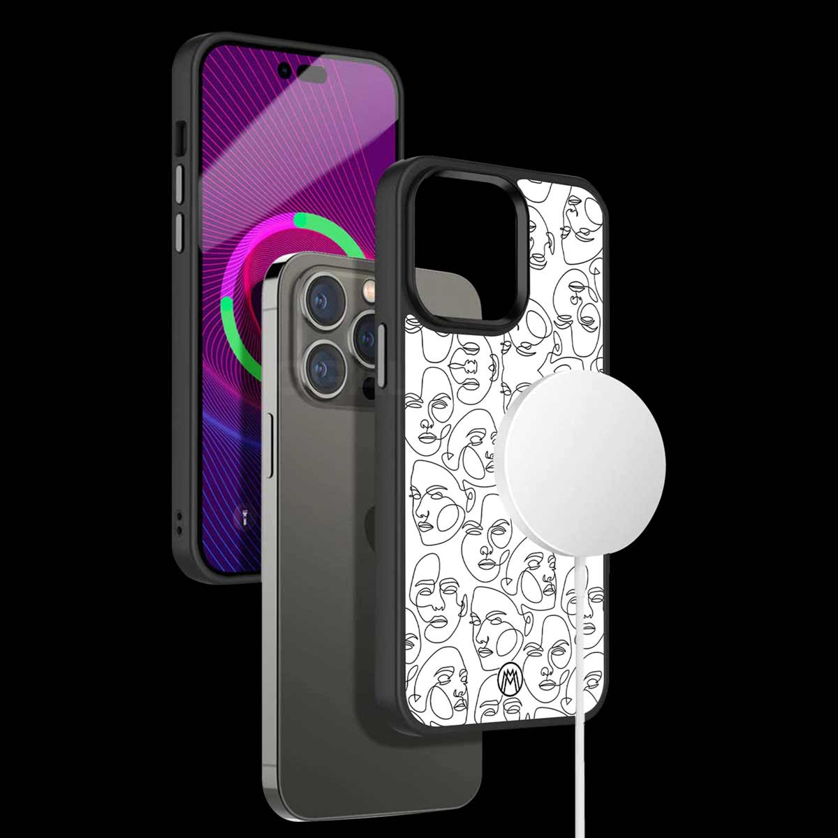 Many Faces White Phone Cover | MagSafe Case