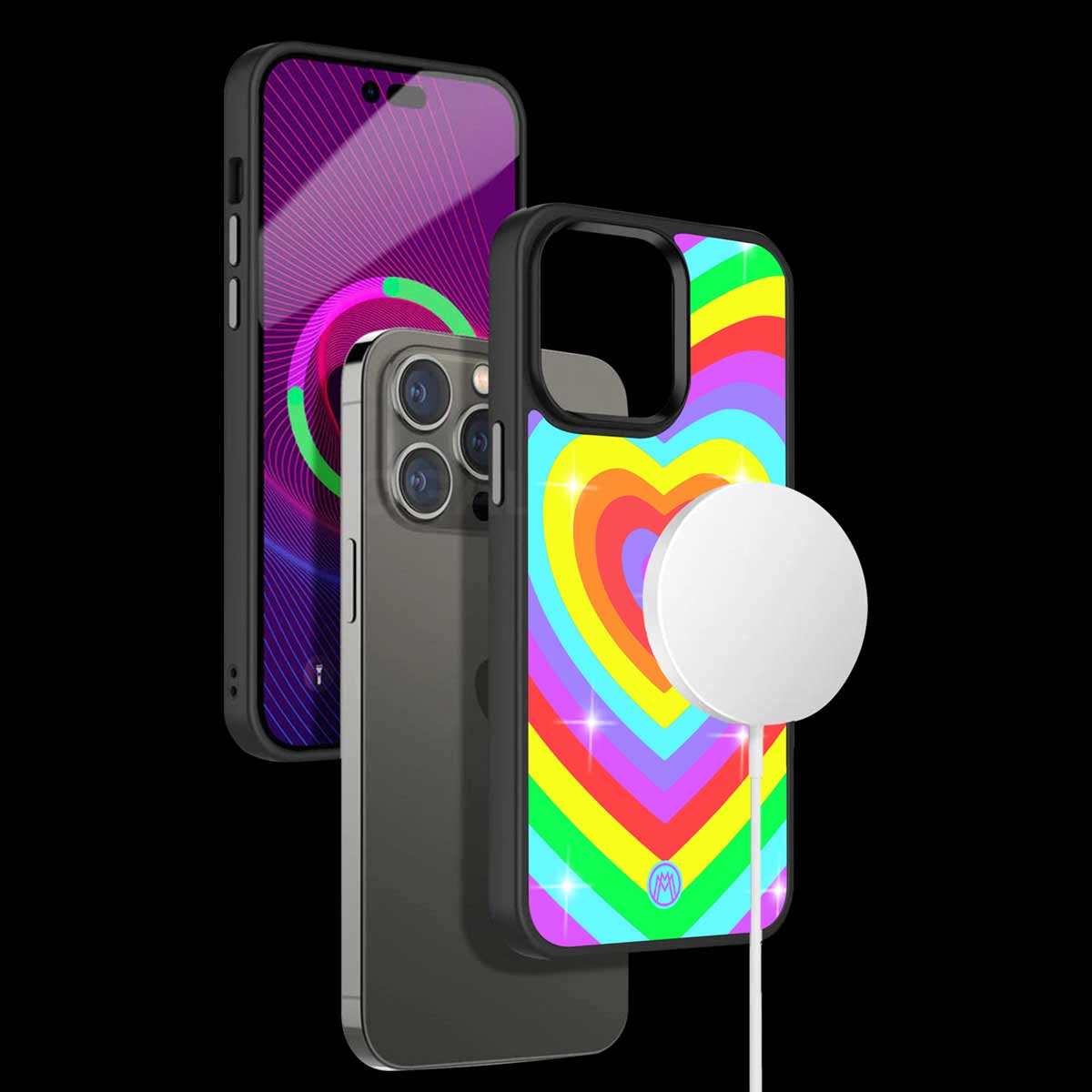Rainbow Y2K Hearts Aesthetic Phone Cover | MagSafe Case