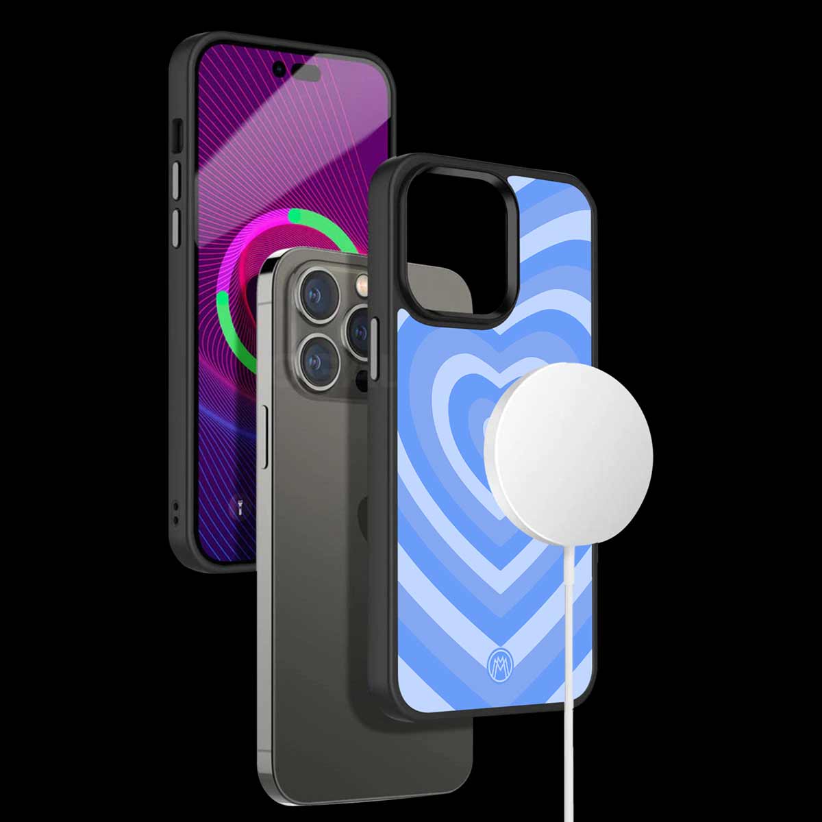 Y2K Blue Hearts Aesthetic Phone Cover | MagSafe Case