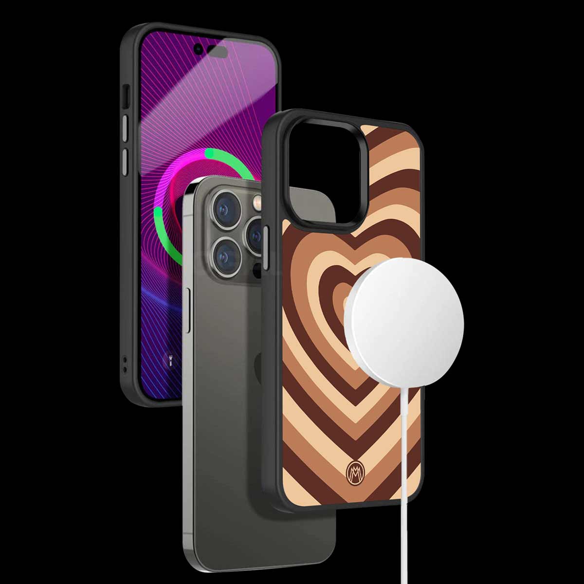 Y2K Brown Hearts Aesthetic Phone Cover | MagSafe Case