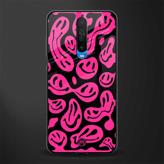 acid smiles black pink glass case for poco x2 image