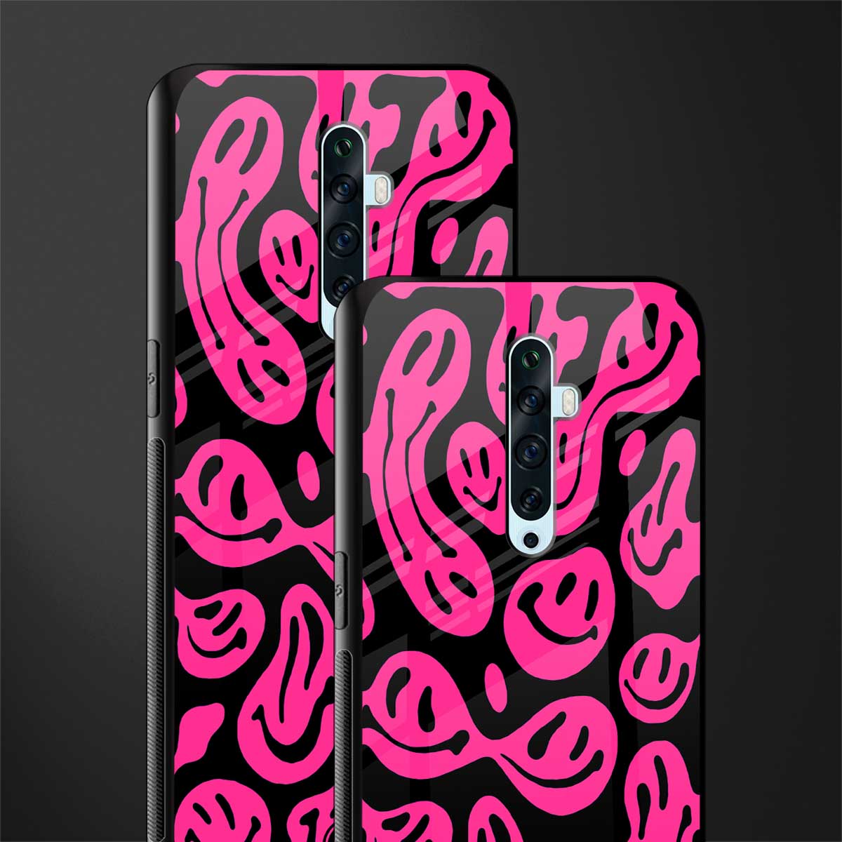 acid smiles black pink glass case for oppo reno 2z image-2