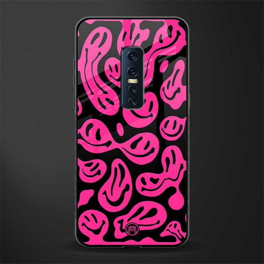 acid smiles black pink glass case for vivo v17 pro image