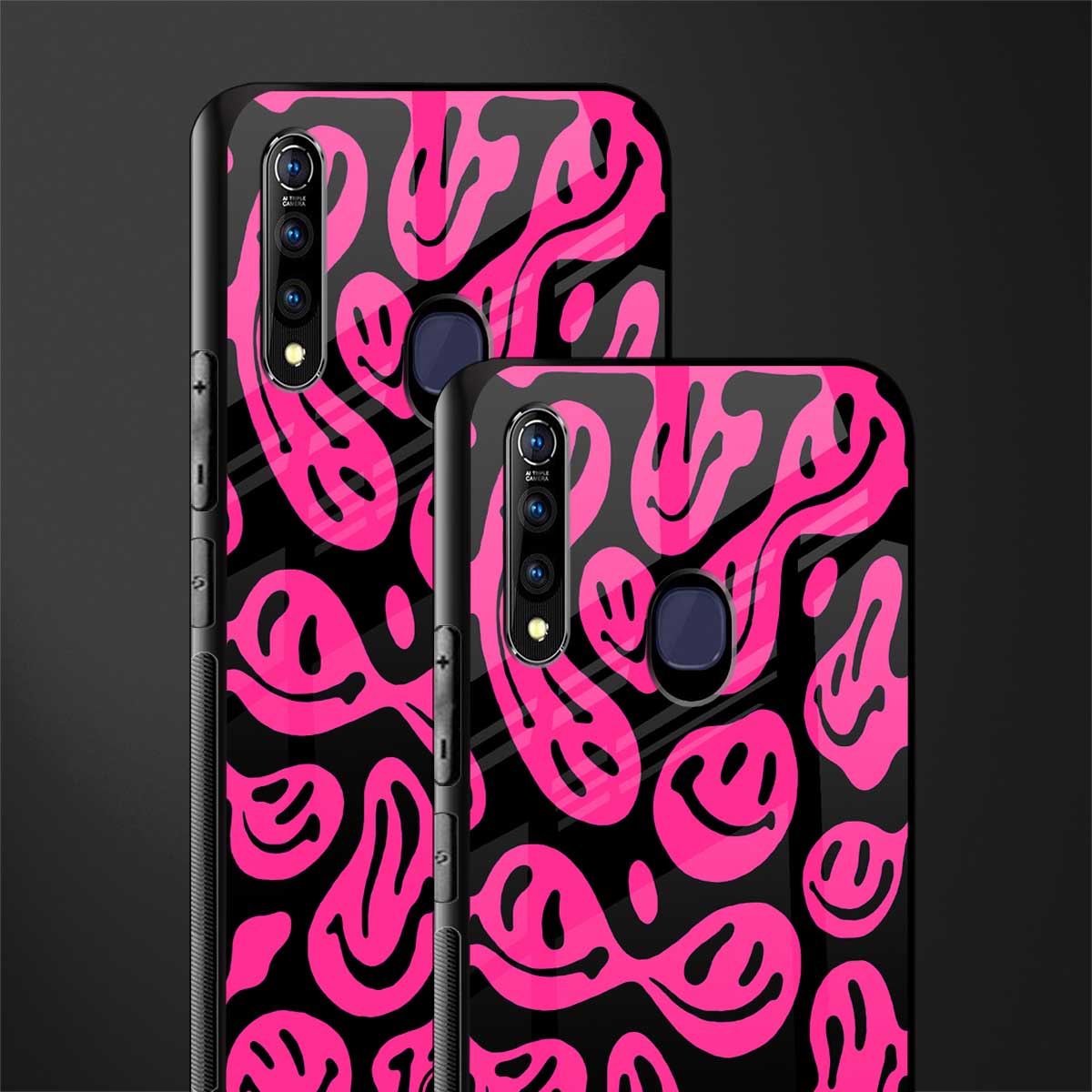 acid smiles black pink glass case for vivo z1 pro image-2