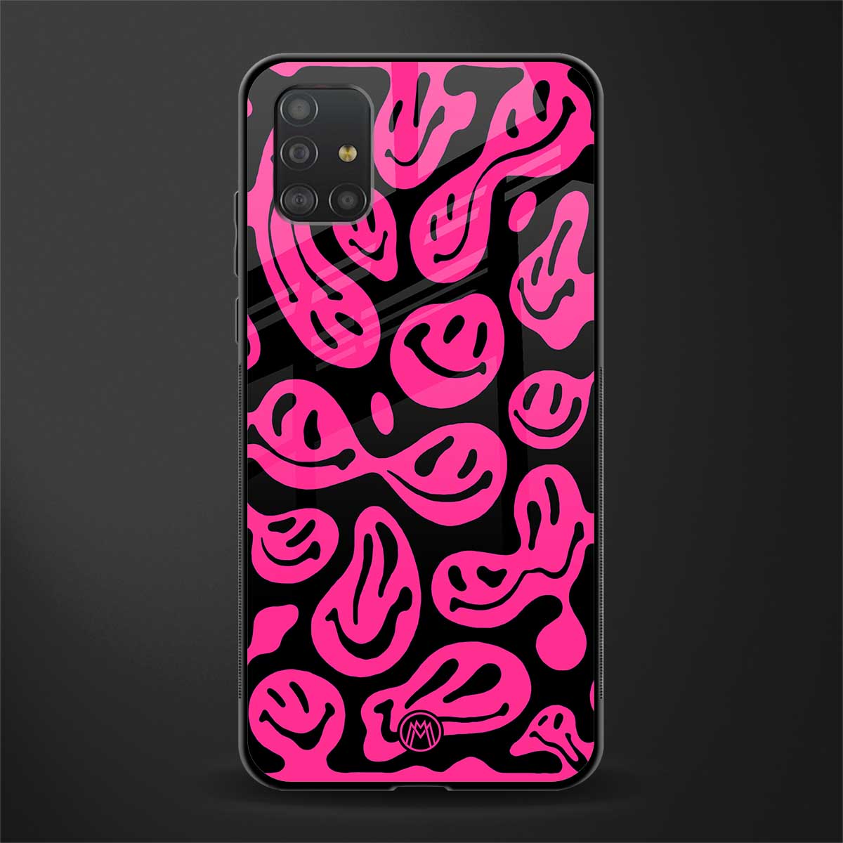 acid smiles black pink glass case for samsung galaxy a51 image