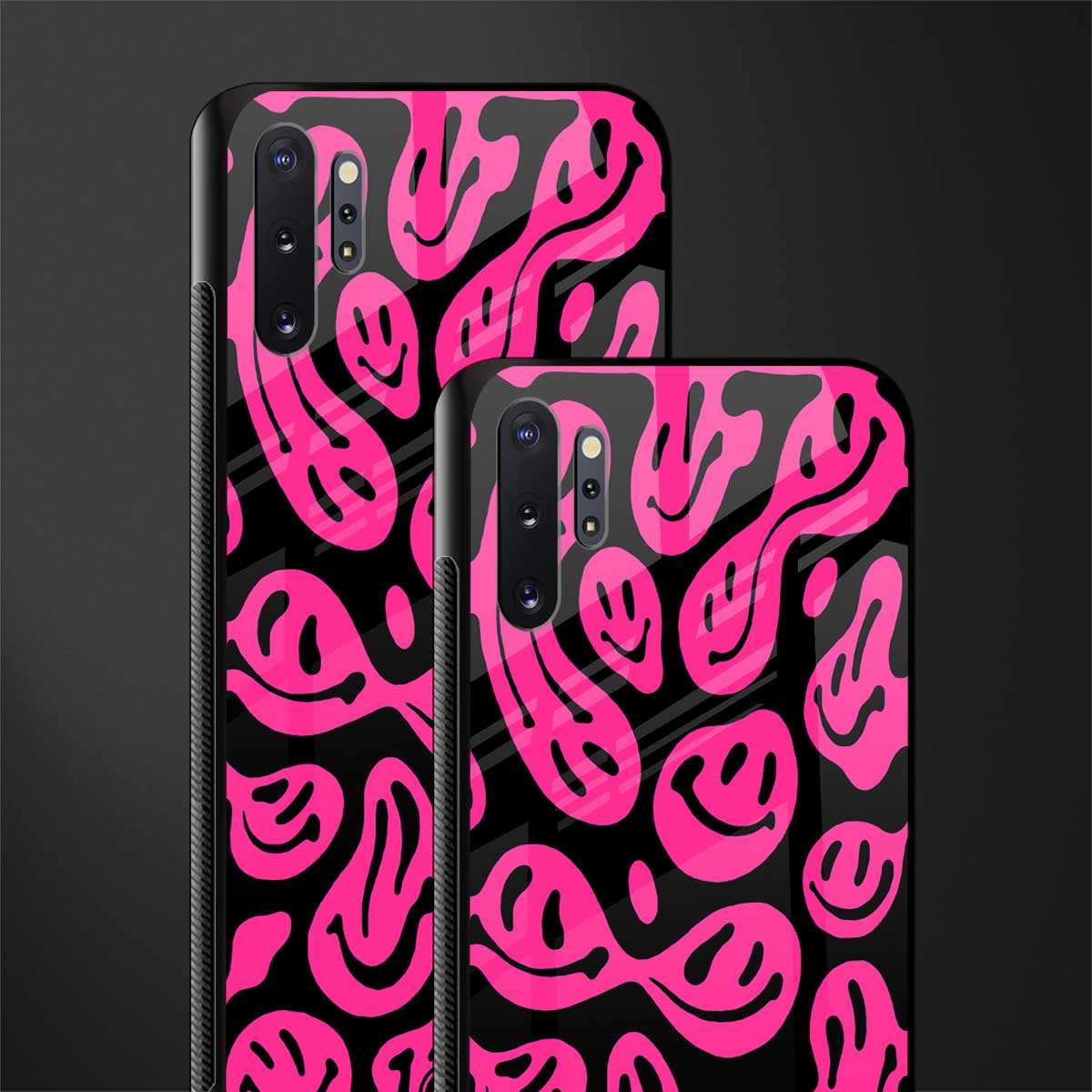 acid smiles black pink glass case for samsung galaxy note 10 plus image-2