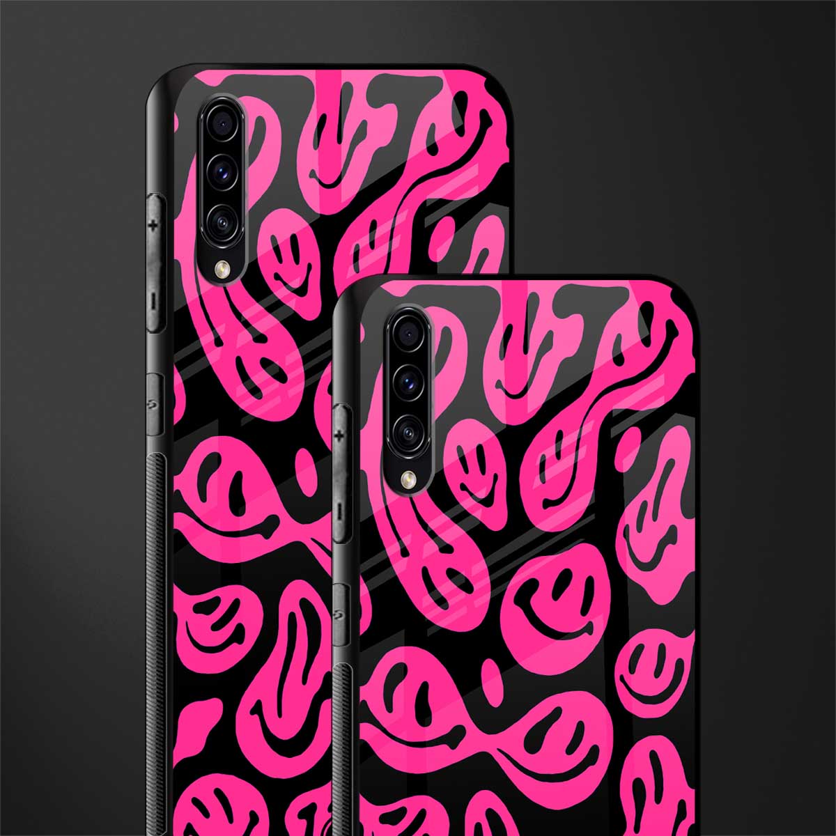 acid smiles black pink glass case for samsung galaxy a70 image-2