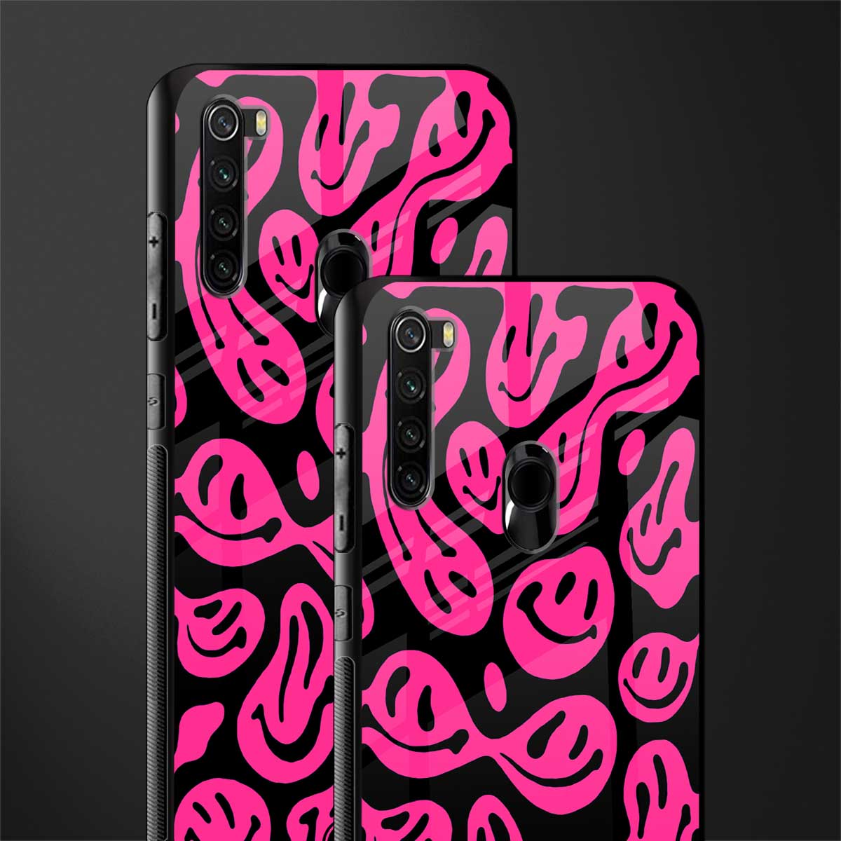 acid smiles black pink glass case for redmi note 8 image-2