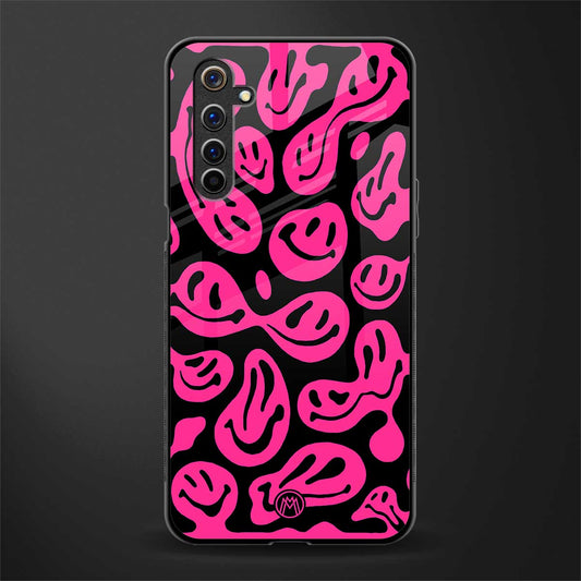 acid smiles black pink glass case for realme 6 image
