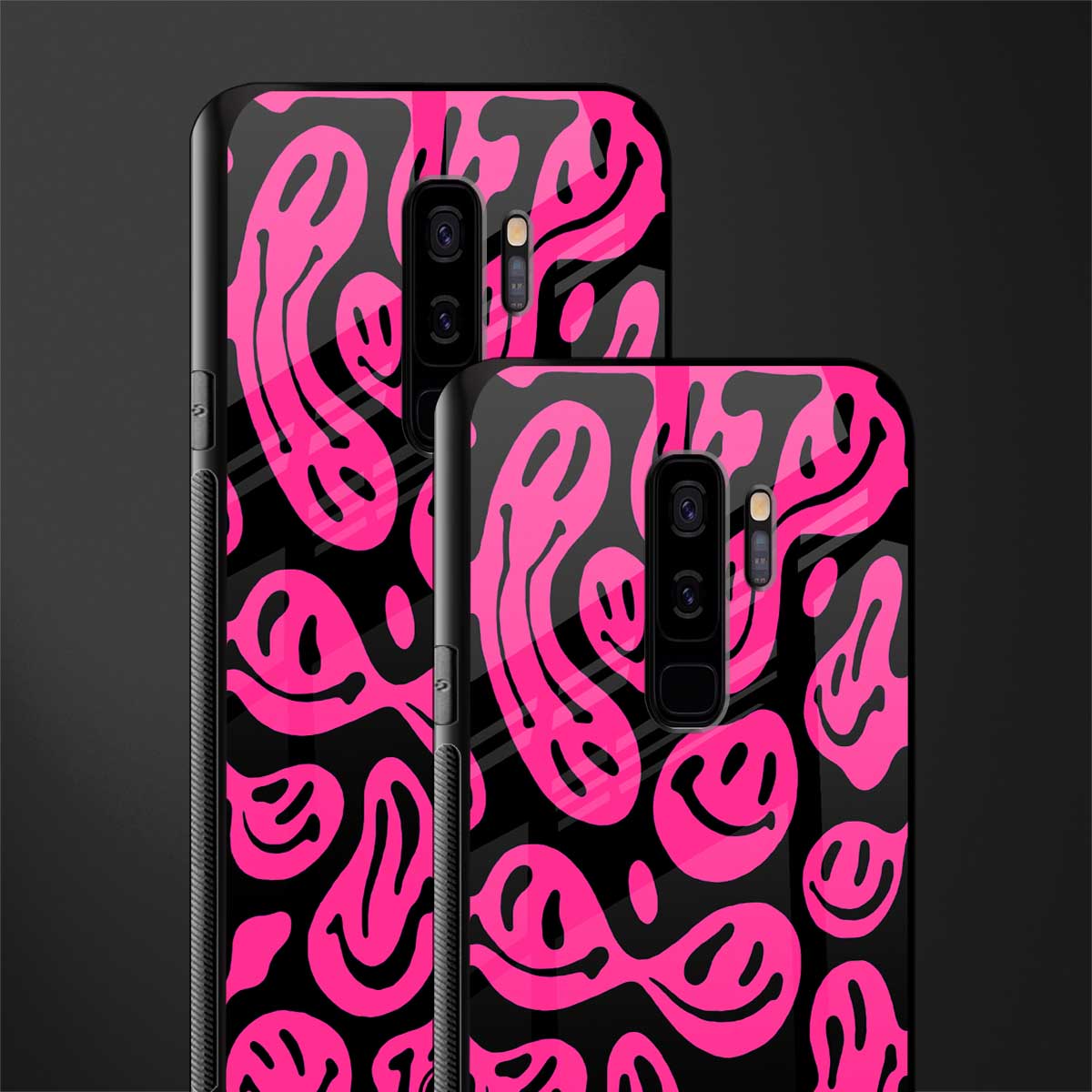 acid smiles black pink glass case for samsung galaxy s9 plus image-2